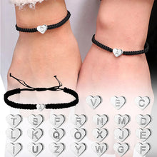 Load image into Gallery viewer, Black Rope Letter Heart Beaded Bracelet Simple Exquisite Woven Adjustable Hand Rope Bracelet Women Hand Jewelry