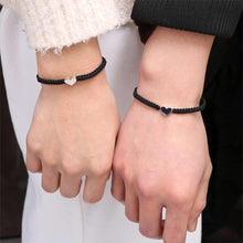 Load image into Gallery viewer, Black Rope Letter Heart Beaded Bracelet Simple Exquisite Woven Adjustable Hand Rope Bracelet Women Hand Jewelry