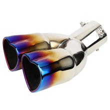 Load image into Gallery viewer, Car Accessories Double Heart Shape Style Stainless Steel Exhaust Tips Muffler Tail Double-Pipe Colorful Tube Tips