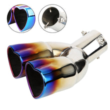 Load image into Gallery viewer, Car Accessories Double Heart Shape Style Stainless Steel Exhaust Tips Muffler Tail Double-Pipe Colorful Tube Tips