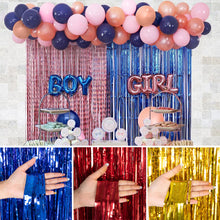 Load image into Gallery viewer, Rainbow Gold Foil Fringe Curtains Photo Booth Backdrop for Tinsel Party Wedding Birthday Graduations Christmas Party Decorations