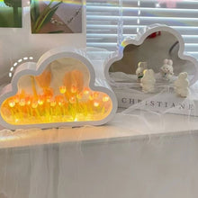 Load image into Gallery viewer, INS Handmade DIY Cloud Tulip Mirror Night Light Bedroom Ornaments Living Room Desktop Decoration Birthday Gift Christmas Gift