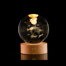Load image into Gallery viewer, Crystal Ball with Light Base 3D Laser Engraved Sphere Ball Night Light USB Power Warm Light Bedside Light Christmas Kids Girlfriend Gift