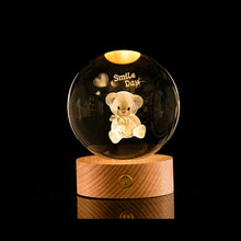 Load image into Gallery viewer, Crystal Ball with Light Base 3D Laser Engraved Sphere Ball Night Light USB Power Warm Light Bedside Light Christmas Kids Girlfriend Gift