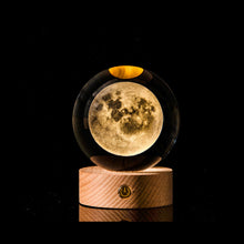 Load image into Gallery viewer, Crystal Ball with Light Base 3D Laser Engraved Sphere Ball Night Light USB Power Warm Light Bedside Light Christmas Kids Girlfriend Gift