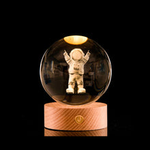 Load image into Gallery viewer, Crystal Ball with Light Base 3D Laser Engraved Sphere Ball Night Light USB Power Warm Light Bedside Light Christmas Kids Girlfriend Gift