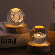Load image into Gallery viewer, Crystal Ball with Light Base 3D Laser Engraved Sphere Ball Night Light USB Power Warm Light Bedside Light Christmas Kids Girlfriend Gift