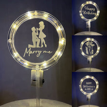 Load image into Gallery viewer, LED Cake Topper Birthday Cake Decorating Tools Valentine's Day Teachers' Day Wedding Party Cake Decoration Lighting
