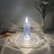 Load image into Gallery viewer, Flameless LED Crystal Candle Light Table Lamp Rose Light Projector Romantic Diamond Atmosphere Light Night Light Bedroom Home Decor