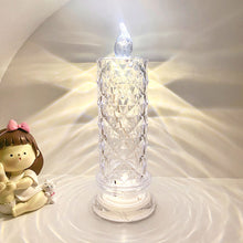 Load image into Gallery viewer, Flameless LED Crystal Candle Light Table Lamp Rose Light Projector Romantic Diamond Atmosphere Light Night Light Bedroom Home Decor