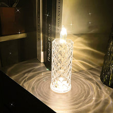 Load image into Gallery viewer, Flameless LED Crystal Candle Light Table Lamp Rose Light Projector Romantic Diamond Atmosphere Light Night Light Bedroom Home Decor