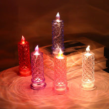 Load image into Gallery viewer, Flameless LED Crystal Candle Light Table Lamp Rose Light Projector Romantic Diamond Atmosphere Light Night Light Bedroom Home Decor
