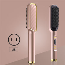 Load image into Gallery viewer, LCD Display Straight Hair Comb Negative Ion Multi-function Dual-purpose Hair Straightener Curling Iron Hair Styling Comb