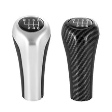 Load image into Gallery viewer, Car 5/6 Speed Gear Shift Knob Carbon Fiber Bright Matte Silver for BMW 1 3 5 6 Series E46 E53 E60 E61 E63 E65 E81 E82 E83 E87 E90 E91 E92 X1 X3 X5