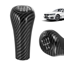 Load image into Gallery viewer, Car 5/6 Speed Gear Shift Knob Carbon Fiber Bright Matte Silver for BMW 1 3 5 6 Series E46 E53 E60 E61 E63 E65 E81 E82 E83 E87 E90 E91 E92 X1 X3 X5