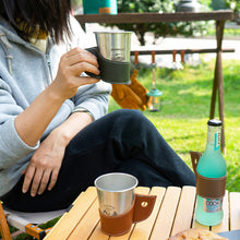 Load image into Gallery viewer, 1PC Outdoor Paper Stainless Steel Cup PU Holster Camping Picnic Barbecue Insulated Anti-Hot Glass Cover With Handle Simple Portable Coffee Cup Sleeve