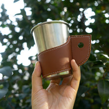 Load image into Gallery viewer, 1PC Outdoor Paper Stainless Steel Cup PU Holster Camping Picnic Barbecue Insulated Anti-Hot Glass Cover With Handle Simple Portable Coffee Cup Sleeve