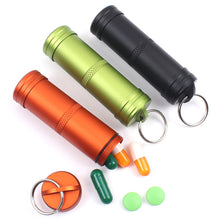 Load image into Gallery viewer, 1PC Capsule Outdoor Aviation Aluminum Alloy Waterproof Can EDC Portable Pill Sealed Box Outdoor Survival Emergency Water Bottle