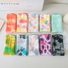 Load image into Gallery viewer, 1 Pair Female Tie-Dye Midtube Cotton Yoga Socks Professional Sports Fitness Pilates Non-Slip Breathable Socks Home Fashion Floor Stockings