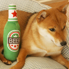 Load image into Gallery viewer, Funny Plush Toys for Dog Squeaky Beer Bottle Dog Toy Bite-Resistant Wine Bottle Juice Box Chew Toy Interactive Toys Pet Supplies