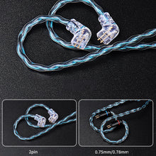Load image into Gallery viewer, FZ F2 Pro 8 Core Earphones Silver Plated HIFI Upgrade Cable Blue\Black0.78 /2Pin Connector For TRN VX pro TA2 V90 TA1 ZSX TA2