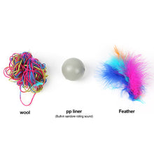 Load image into Gallery viewer, Colorful Yarn Ball with Feather Cat Funny Teaser Toys Pet Interactive Toys Cat Scratcher Toys Woll Ball Toys for Kitten