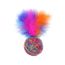 Load image into Gallery viewer, Colorful Yarn Ball with Feather Cat Funny Teaser Toys Pet Interactive Toys Cat Scratcher Toys Woll Ball Toys for Kitten