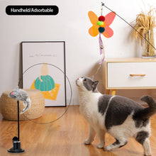 Load image into Gallery viewer, Cat Dual Head Feather Teaser Stick with Suction Plate Set Interactive Toys Funny Cat Teaser Wand with Bell Toy for Kitten Playing Cat Supplies