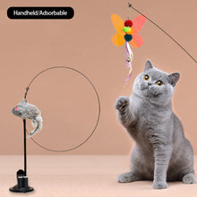 Load image into Gallery viewer, Cat Dual Head Feather Teaser Stick with Suction Plate Set Interactive Toys Funny Cat Teaser Wand with Bell Toy for Kitten Playing Cat Supplies