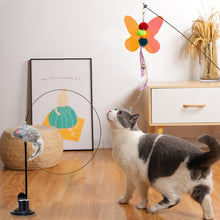 Load image into Gallery viewer, Cat Dual Head Feather Teaser Stick with Suction Plate Set Interactive Toys Funny Cat Teaser Wand with Bell Toy for Kitten Playing Cat Supplies