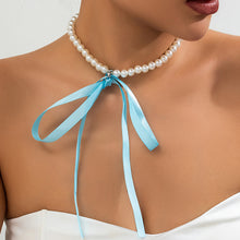 Load image into Gallery viewer, Vintage French Palace Pearl Necklace DIY Elegant Ribbon Bow Necklace Women Female Jewelry Accessory