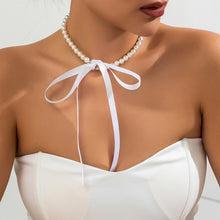 Load image into Gallery viewer, Vintage French Palace Pearl Necklace DIY Elegant Ribbon Bow Necklace Women Female Jewelry Accessory