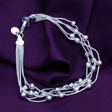 Load image into Gallery viewer, Creative Five Thread Beaded Light Bead Bracelet Silver Women's Bracelet Multiple Chain with Ball Bracelet Jewelry Accessory