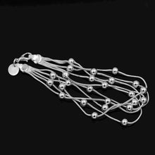 Load image into Gallery viewer, Creative Five Thread Beaded Light Bead Bracelet Silver Women's Bracelet Multiple Chain with Ball Bracelet Jewelry Accessory