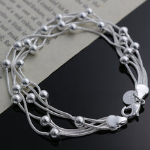 Load image into Gallery viewer, Creative Five Thread Beaded Light Bead Bracelet Silver Women's Bracelet Multiple Chain with Ball Bracelet Jewelry Accessory