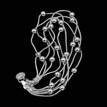 Load image into Gallery viewer, Creative Five Thread Beaded Light Bead Bracelet Silver Women's Bracelet Multiple Chain with Ball Bracelet Jewelry Accessory