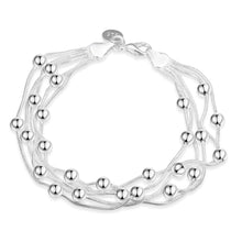 Load image into Gallery viewer, Creative Five Thread Beaded Light Bead Bracelet Silver Women's Bracelet Multiple Chain with Ball Bracelet Jewelry Accessory