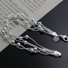 Load image into Gallery viewer, Creative Five Thread Beaded Light Bead Bracelet Silver Women's Bracelet Multiple Chain with Ball Bracelet Jewelry Accessory