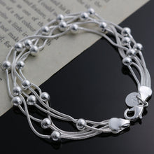 Load image into Gallery viewer, Creative Five Thread Beaded Light Bead Bracelet Silver Women's Bracelet Multiple Chain with Ball Bracelet Jewelry Accessory