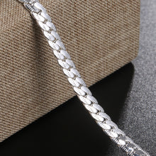 Load image into Gallery viewer, Sterling Silver 6mm Side Chain 8/18/20/22/24 Inch Necklace For Woman Men Fashion Wedding Engagement Jewelry Gift