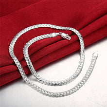 Load image into Gallery viewer, Sterling Silver 6mm Side Chain 8/18/20/22/24 Inch Necklace For Woman Men Fashion Wedding Engagement Jewelry Gift