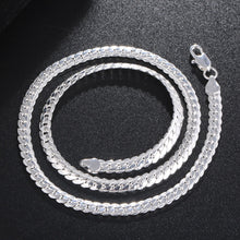 Load image into Gallery viewer, Sterling Silver 6mm Side Chain 8/18/20/22/24 Inch Necklace For Woman Men Fashion Wedding Engagement Jewelry Gift