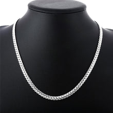 Load image into Gallery viewer, Sterling Silver 6mm Side Chain 8/18/20/22/24 Inch Necklace For Woman Men Fashion Wedding Engagement Jewelry Gift