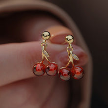 Load image into Gallery viewer, Red Cherry Earrings Are Minimalist Simple Creative Women Personality Stainless Steel Earrings Charm Jewelry Accessories