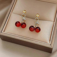 Load image into Gallery viewer, Red Cherry Earrings Are Minimalist Simple Creative Women Personality Stainless Steel Earrings Charm Jewelry Accessories
