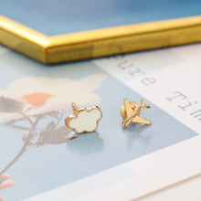 Load image into Gallery viewer, Small Plane Cloud Sweet Earrings Simple Asymmetric Funny Fall Earrings for Girl and Women Fashion Ear Stud Jewelry