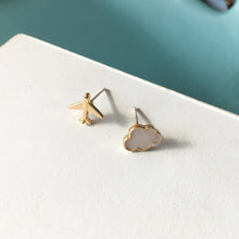 Load image into Gallery viewer, Small Plane Cloud Sweet Earrings Simple Asymmetric Funny Fall Earrings for Girl and Women Fashion Ear Stud Jewelry
