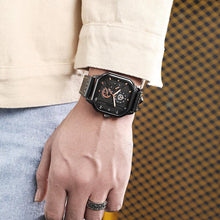 Load image into Gallery viewer, Men's Fashion Square Leather Watch Black Tech Student British Style Quartz WristWatch Luxury Jewelry Male Accessories