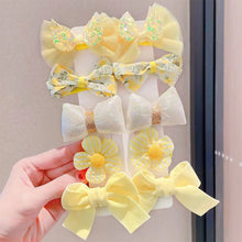 Load image into Gallery viewer, 10pcs/set Mesh Bowknot Flower Hair Clips Sweet Cute Children Colorful Hairpin Headwear Hair Accessories