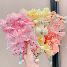 Load image into Gallery viewer, 10pcs/set Mesh Bowknot Flower Hair Clips Sweet Cute Children Colorful Hairpin Headwear Hair Accessories